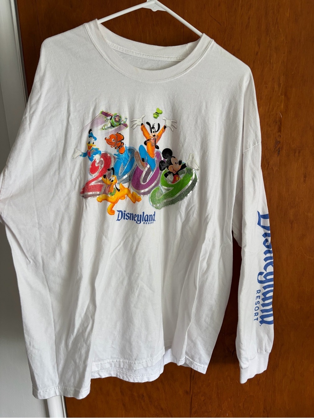 Hanes White Disneyland 2000 Character Long Sleeve Tee